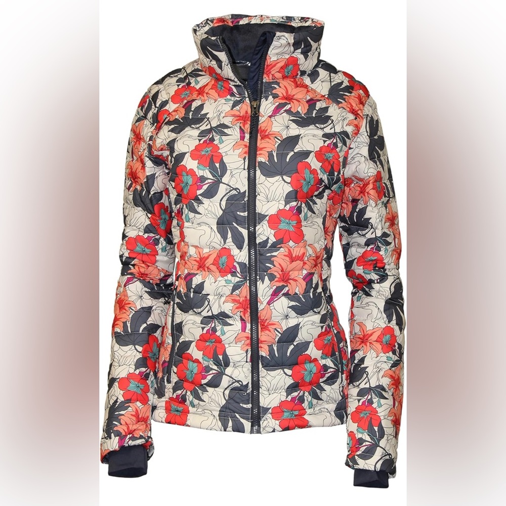 Columbia White Out ll Omni Heat Women Jacket White Lakeshore Floral Multi 102 XS